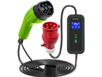 Qoltec mobil EV-oplader med justerbar 2in1 Type2 | 11kW | CEE 5 PIN | LCD | 3 fase | Bærbar | Wallbox | 5m