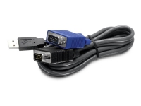 TRENDnet TK CU10 - Kabel til tastatur / video / mus (KVM) - USB, HD-15 (VGA) (han) til HD-15 (VGA) (han) - 3.1 m - sort