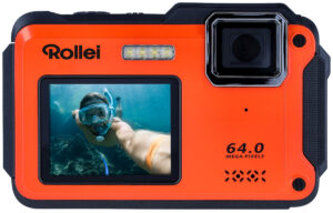 Rollei Sportsline 64 Kamera - 13 Mpx, 4K, Vandtæt - Sort, Orange
