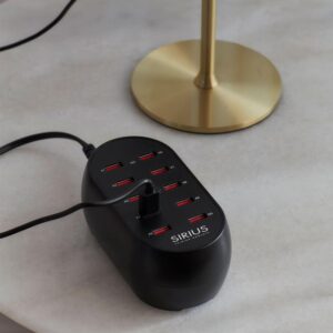 Sirius - Decopower USB Oplader m/10 porte, 12x6.5x5cm