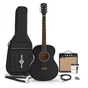 Student Elektro-akustisk Guitar + 15 W Forstærkerpakke Sort