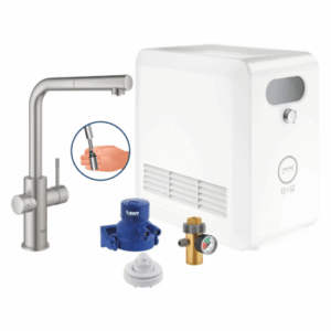 GROHE Blue Professional vandanlæg med L-tud vandhane med udtræk i Supersteel