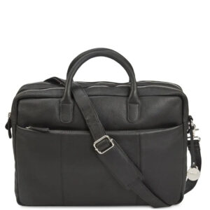 Style Ocean i smukt sort kvalitetslæder. Fed unisex rejse- og arbejdstaske med plads til din laptop