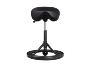 Ergonomisk Kontorstol | Sadelstol | Backapp 2,0 | Sort Alcantara | Sort Stål