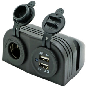 1852 Påbygningspanel med dobbelt USB udtag og cigaretstik 2,1 Amp / 2 stk. USB / 5 og 12/24 V