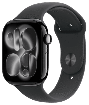 Apple Watch 11 46mm Gagatsvart Aluminium, Svart Sport Band (S/M)