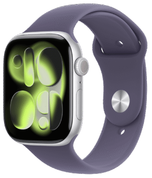 Apple Watch 11 46mm Sølv Aluminium, Lilla Dis Sport Band (M/L)