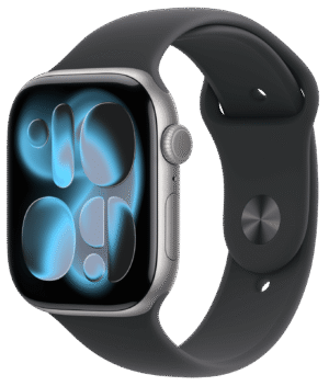 Apple Watch 11 46mm Stellargrå Aluminium, Svart Sport Band (M/L)