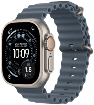 Apple Watch Ultra 3 49mm Naturlig Titan, Ankerblå Ocean Band (Onesize)