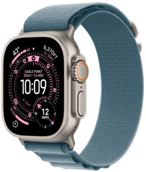 Apple Watch Ultra 3 49mm Naturlig Titan, Lyseblå Alpine Loop (M)
