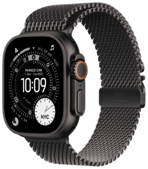 Apple Watch Ultra 3 49mm Svart Titan, Svart Milanese Loop (M)
