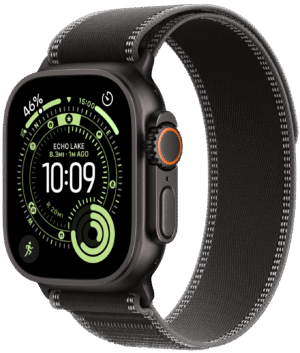 Apple Watch Ultra 3 49mm Svart Titan, Svart/Koksgrå Trail Loop (S/M)