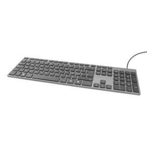 Deltaco Wired Slim Office Keyboard, Low-profile, Aluminum, Nordic Tastatur