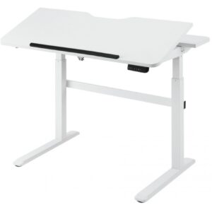 Deltaco-of Elektrisk Vipbart Hæve Sænkebord Med Led-kontrolpanel, Hvid Diverse