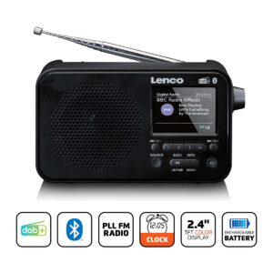 Lenco - Bærbar DAB+ FM-radio med Bluetooth® 2,4" TFT-skærm Sort - PDR-036BK