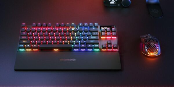 Gaming tastatur SteelSeries Apex Pro TKL Wireless Gen 3 – RGB, OLED, USB/RF/Bluetooth, QWERTY UK, sort
