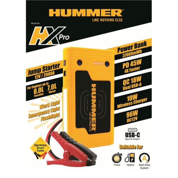 Hummer HX Pro starthjælp 12 V - powerbank m. LED