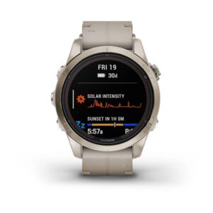 GARMIN - Fenix 7S Pro Sapphire Solar m. soft gold&limestone læderrem