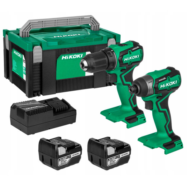 Hikoki KC18DDWDZ Kombisæt med Oplader + 2x 3,0 Batterier (Bore-/Skruemaskine)