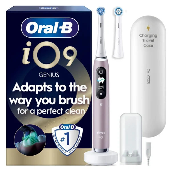 Oral B - iO9 Elektrisk Tandbørste - Pink - 2 Børstehoveder, Rejseetui med Oplader