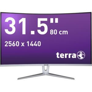 Terra 3280W PC Skærm - 32", 2560x1440, VA, Curved, FreeSync, HDMI/DP - Sølv/Hvid